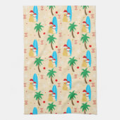 Noël Surf Père Noël Chiens Serviette de cuisine (Vertical)