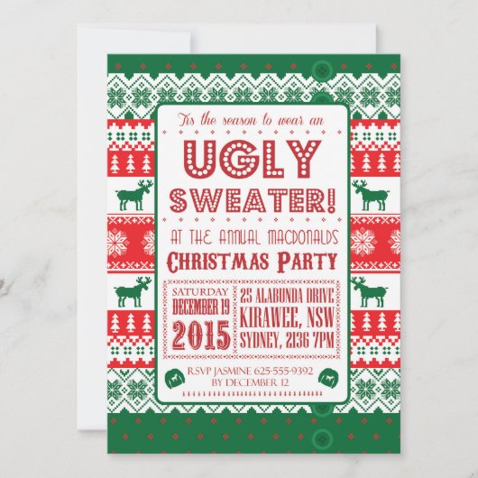 Noël - Sweater moche - Tacky - Invitation (Devant)