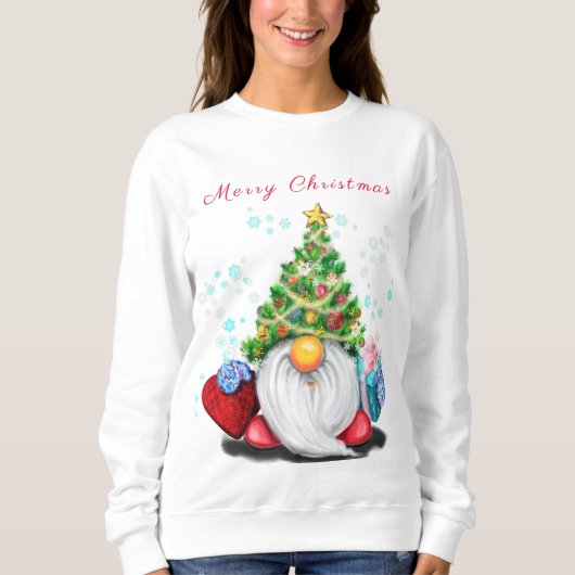 Noël Sweatshirt mignonne Gnome avec cadeaux (Devant)