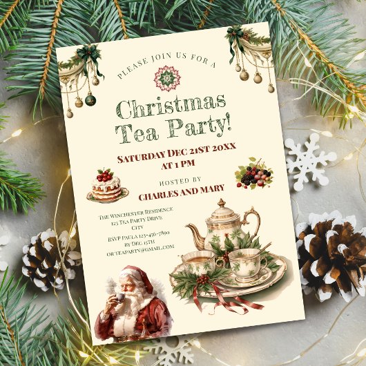 Noël Tea Party Invitation Modèle