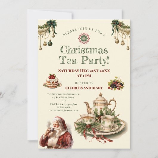Noël Tea Party Invitation Modèle (Devant)