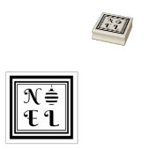 NOEL Tekst Kerstvakantie Bauble Square Lijst Rubberstempel (Gestempeld)