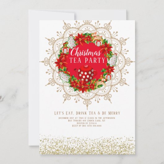 Noël Thé Fête Invitation (Devant)