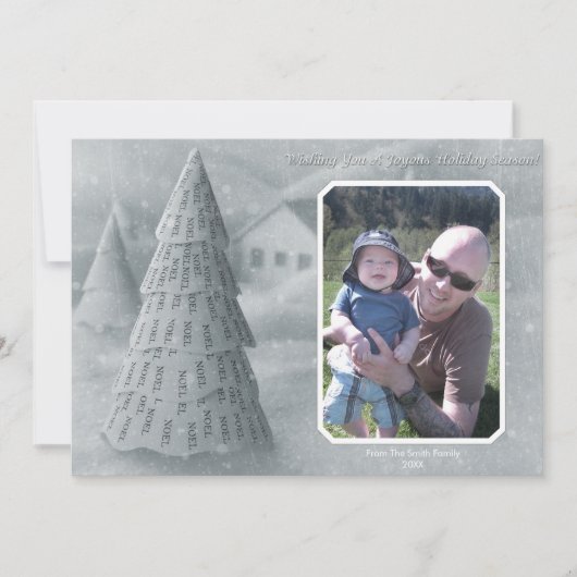Noel Tree Carte photo bleu (Devant)