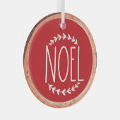 Noel Typography Keepsake Tree Glas Ornament (Voorkant Rechts)