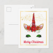 Noël Unicorn ajouter carte postale message (Devant / Derrière)