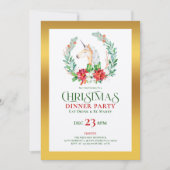 Noël unicorn or accent dîner invitation (Devant)