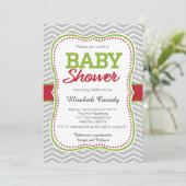 Noël Vacances Chevron Baby shower Invitation (Debout devant)