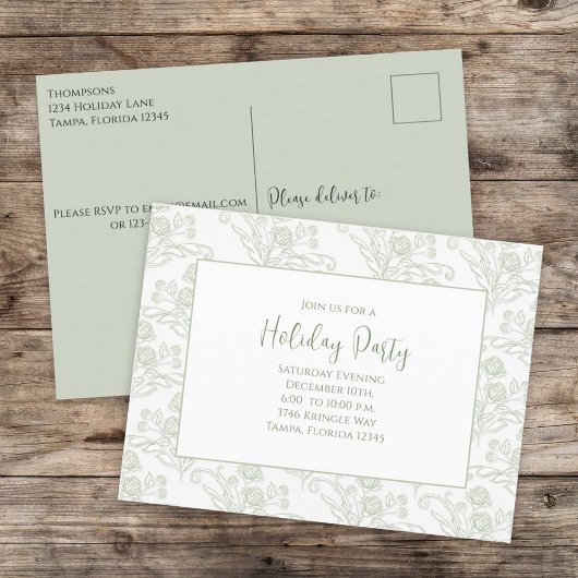 Noël Vacances Élégant Budget Vert Invitation