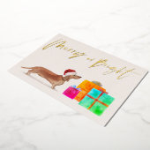 Noël Vacances Gold Tan Dachshund Chien Photo (Rotation)