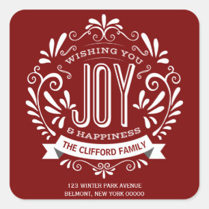 NOËL VACANCES JOIE DE CHALKBOARD ADRESSE STICKERS