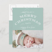 NOËL VACANCES PHOTO CARTE POSTALE VERT (Devant / Derrière)