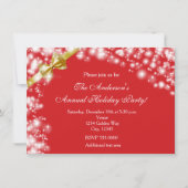 Noël Vacances Rouge & Bow Sparkles Invitation (Devant)