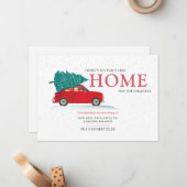 Noël Vacances Rouge Voiture Moving Faire-part (Devant/Arrière en situation)
