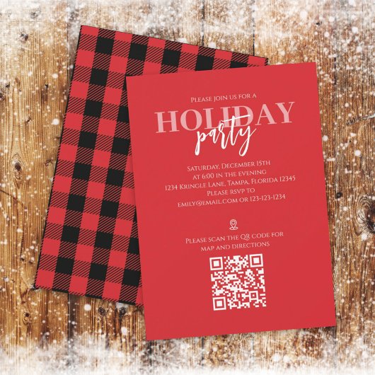 Noël Vacances Russe Buffalo Plaid QR Code Carte