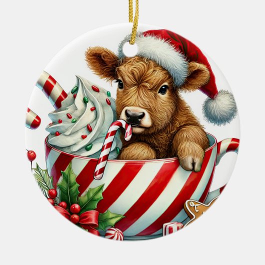 Noël Vache Highland Noël Ornement (Devant)