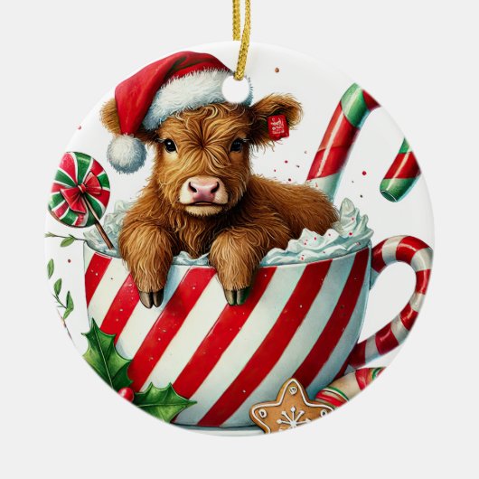 Noël Vache Highland Noël Ornement (Devant)