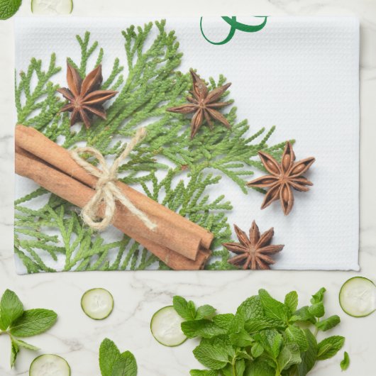 Noël Vert et objets Serviette de cuisine (Plié)