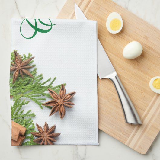 Noël Vert et objets Serviette de cuisine (Quart Plié)