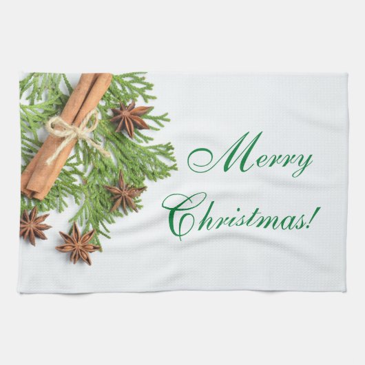 Noël Vert et objets Serviette de cuisine (Horizontal)