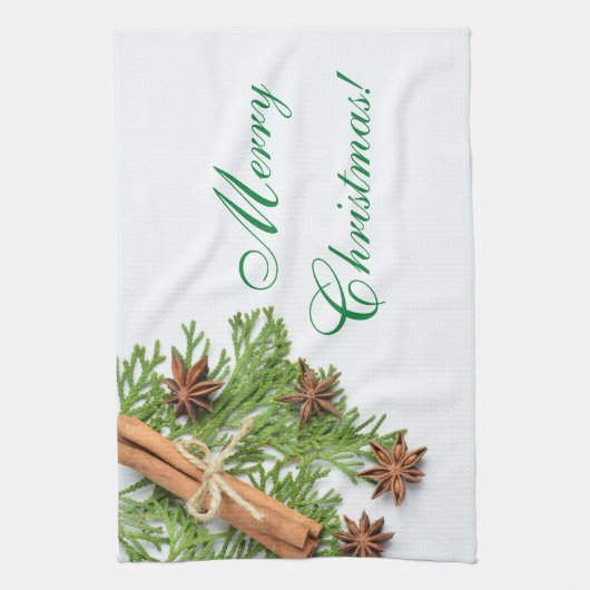 Noël Vert et objets Serviette de cuisine (Vertical)