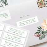 noël vert nom individuel & étiquettes de adresse<br><div class="desc">_____________________________ ***ce design fait partie d'une collection de vacances de Noël*** Entrez dans un monde de charme de vacances intemporel avec ma collection "Flore festive : Splendor Poinsettia Delight". 🌸 🎄 Découvrez la magie de la saison avec un mélange captivant de fleurs, de feuilles de pin vert luxuriant, de baies...</div>