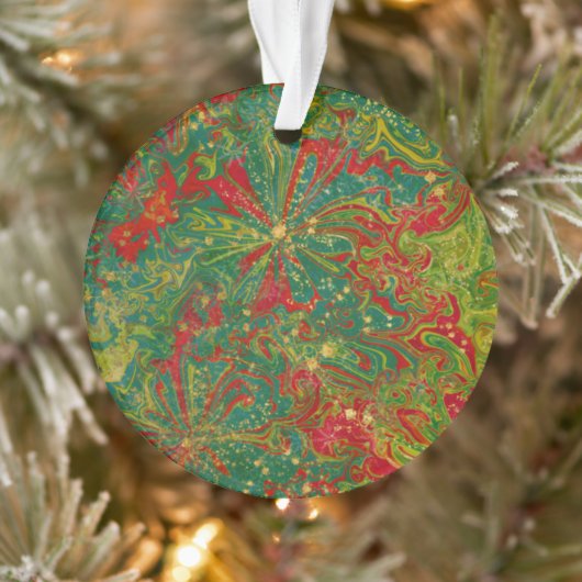 Noël Vert Rouge Or acrylique marbré doré (Arbre)