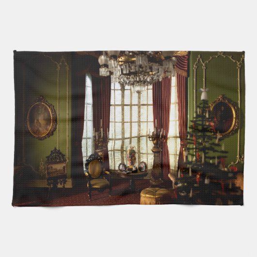 Noël victorien - Serviette de cuisine (Horizontal)
