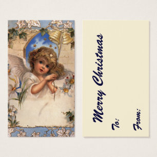 Noël vintage, Ange victorien avec cloches d'or