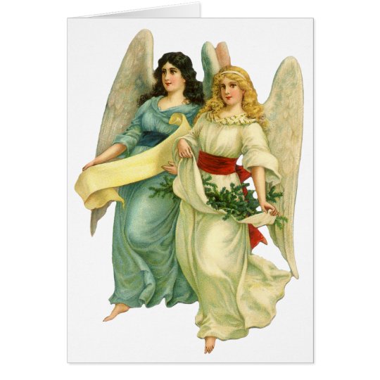 Noël vintage, anges victoriens angéliques carte