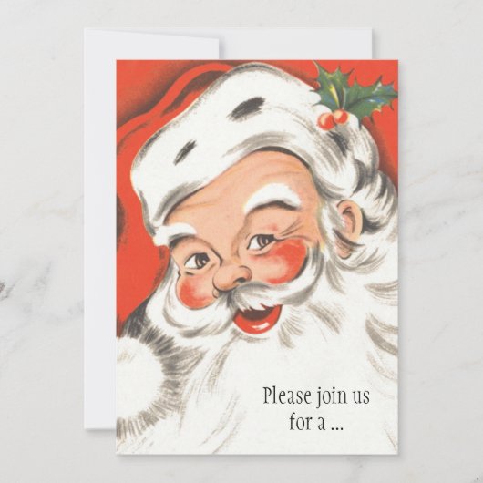 Noël vintage, invitation joyeuse du Père Noël (Devant)