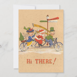 Noël vintage, invitation vélo Père Noël