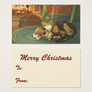 Noël Vintage, Les animaux dormant par cheminée