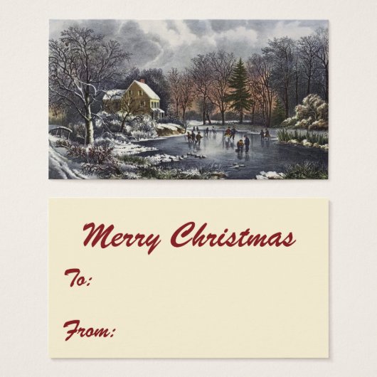 Noël Vintage, Patins d'hiver précoce sur l'étang (Devant & derrière)