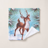 Noël Vintage Renne Arbres de pin (Gant de toilette)