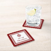 NOEL Vrolijk Kerstfeest Rood en Wit Bauble Kartonnen Onderzetters (Insitu)