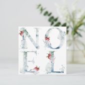 Noel Waterverf Berries kerstkaart (Staand voorkant)