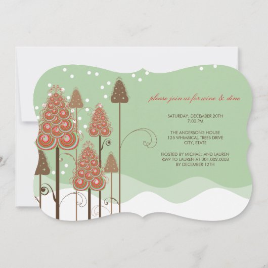 Noël Whimsical Arbres Fête Invitation (Dos)