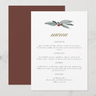 NOEL Winter Berry Kerstfeestdag bruiloft Menu