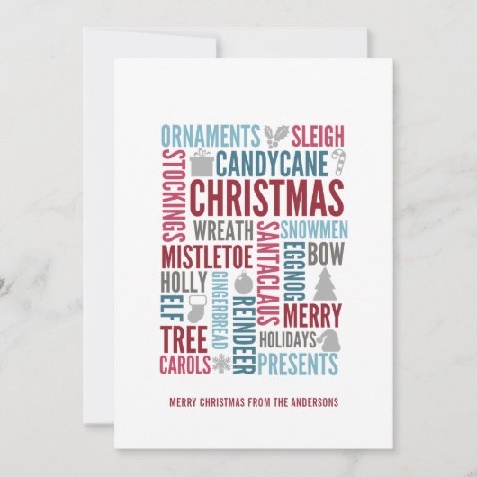 Noël Words Carte de vacances (Devant)