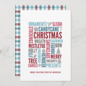 Noël Words Carte de vacances (Devant / Derrière)