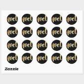 Noel Zwart en Goud Schrift Kerststicker Ronde Sticker (Vel)