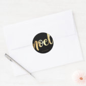 Noel Zwart en Goud Schrift Kerststicker Ronde Sticker (Envelop)