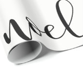 Noel | Zwart-wit kerstscript Cadeaupapier (Rol Hoek)