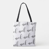 Noel | Zwart-wit kerstscript met naam Draagtas (Achterkant)