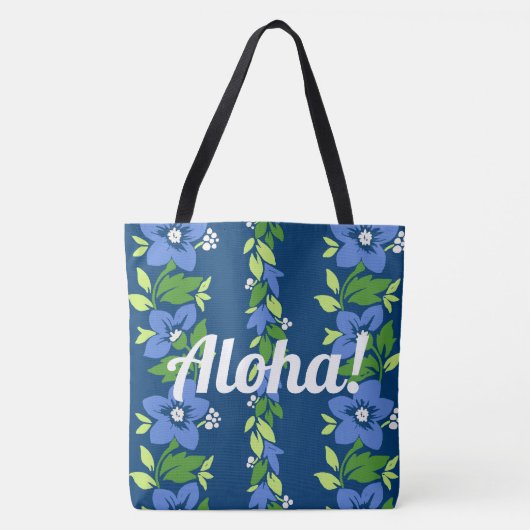 Noelani Lei Hawaiian Floral Stripe Blue Draagtas (Voorkant)