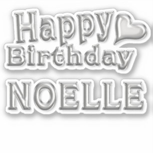 Noelle Joyeux Anniversaire autocollant argent