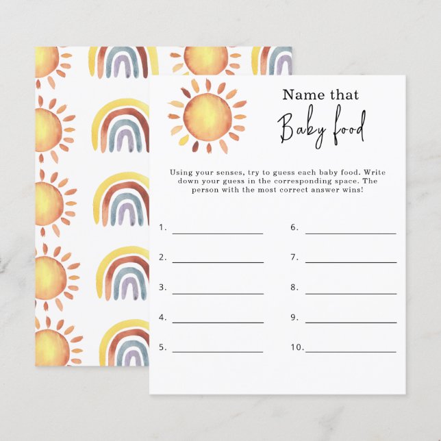 Noem dat baby food - baby shower spel (Voorkant / Achterkant)