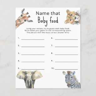 Noem dat baby food - safari baby shower spel