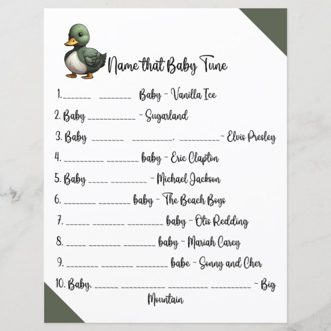 Noem dat Baby Tune Baby shower Game (Voorkant)